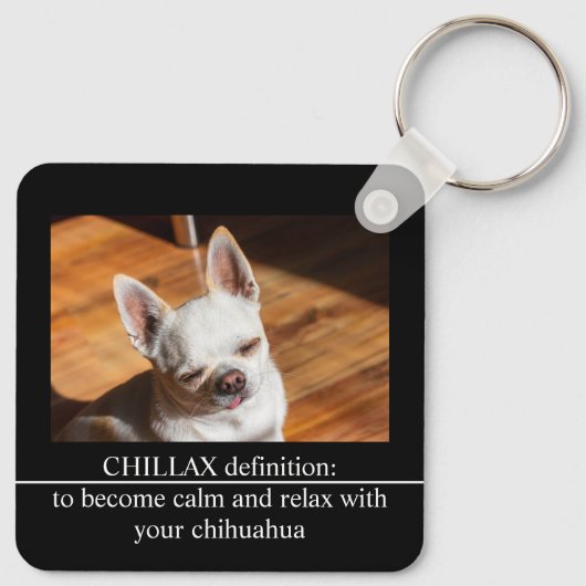 Chillax Chihuahua sleepy relaxed Custom Photo text Sleutelhanger (Achterkant)