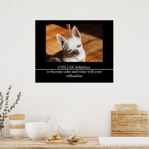CHILLAX definitie kalm ontspannen chihuahua foto t Poster