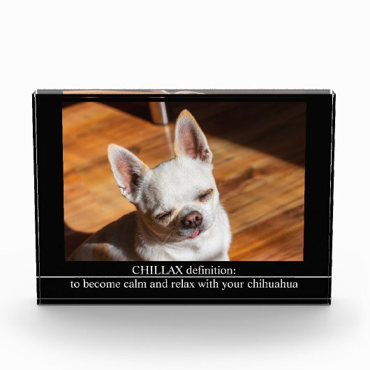 CHILLAX definition calm relax chihuahua photo text Fotoblokken (Voorkant)