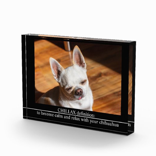 CHILLAX definition calm relax chihuahua photo text Fotoblokken (Rechts)