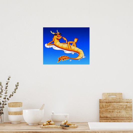 Chillax Dragon (blauw) Poster (Keuken)