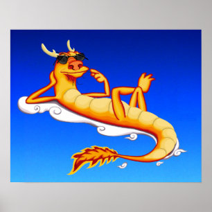 Chillax Dragon (blauw) Poster