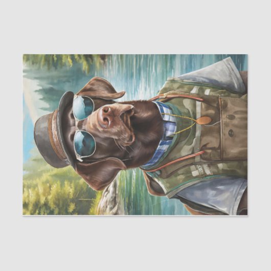 Chillax en ga naar buiten, Chocolate Lab Fisherman Tissuepapier (Voorkant)