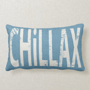 Chillax Skateboard Art Pillow Denim Blue Kussen