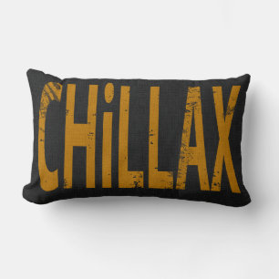 Chillax Skateboard Woord Kunst Zwart Geel Kussen