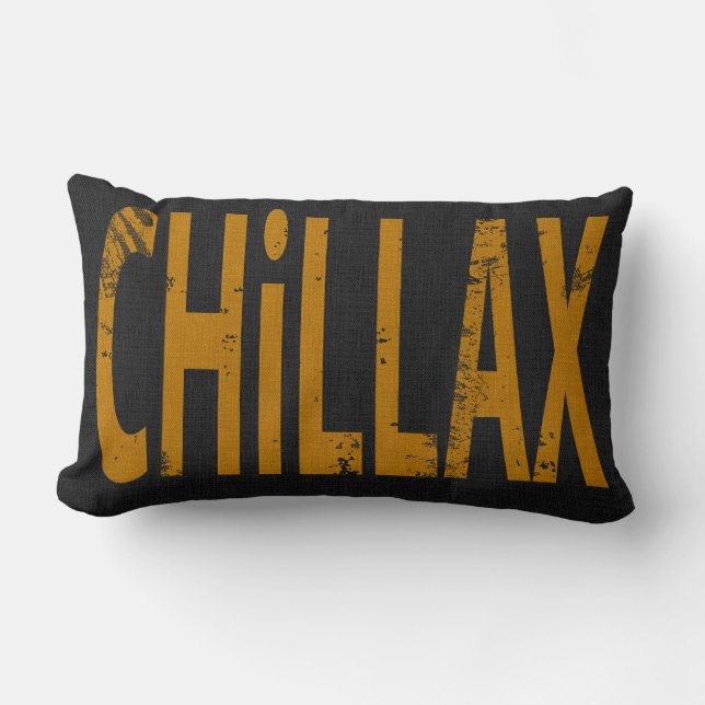 Chillax Skateboard Word Art Black  Yellow Kussen (Voorkant)