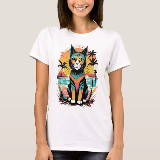 Chillaxin' Cat Beach Paradise T-shirt (Voorkant)