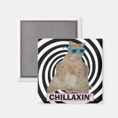 CHILLAXIN" Vette Manx Kat met Zonnebril Magneet (Voorkant / Achterkant)