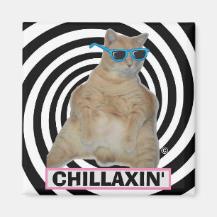 CHILLAXIN" Vette Manx Kat met Zonnebril Magneet