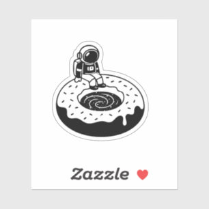 Chille astronaut op zwart gat-donut – ruimte doede sticker