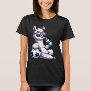 Chille lama met voetbalbil en zonnebril alpaca t-shirt