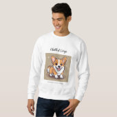 Chilled Corgi Sweatshirt - schattige muzikale hond (Voorkant volledig)