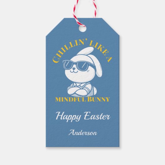 Chillen als een bewuste konijn op Pasen Cadeaulabel (Voorkant)