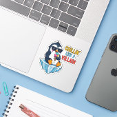 Chillen als een schurk – Kool Penguin Ijs Sticker (Laptop met iPhone)