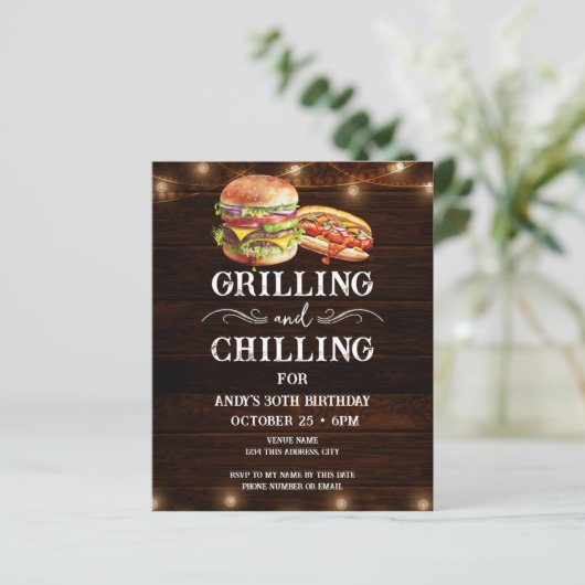 Chillen en Grillen 30e Verjaardag Uitnodigen (Staand voorkant)