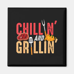 Chillen en grillen barbecuefeest magneet