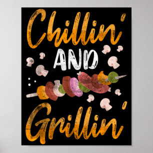 Chillen en grillen bbq-roker grappige barbeque poster