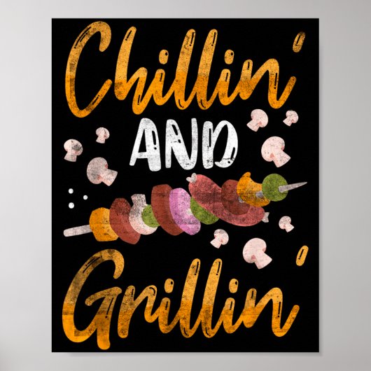 Chillen en grillen bbq-roker grappige barbeque poster (Voorkant)