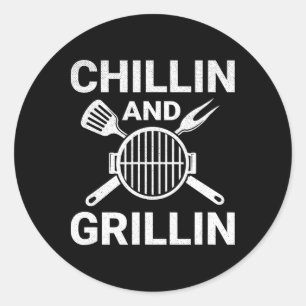 Chillen En Grillen Cookout Bbq Ronde Sticker