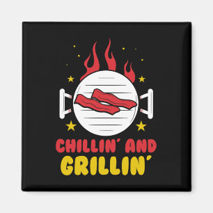 Chillen' En Grillen Grillen Bbq Grill Barbecue Magneet