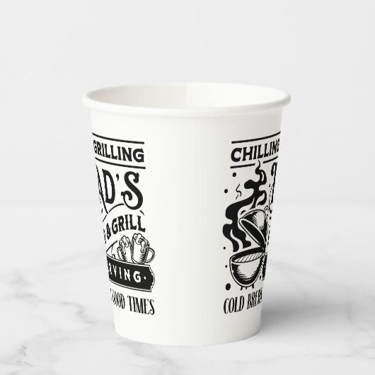 Chillen en grillen papa's bar en grill ontwerp papieren bekers (Links)