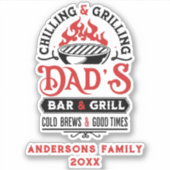 Chillen en grillen pa's bar en grill ontwerp 2 sticker (Voorkant)