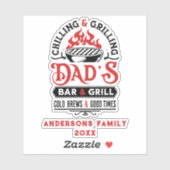 Chillen en grillen pa's bar en grill ontwerp 2 sticker (Vel)