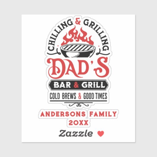 Chillen en grillen pa's bar en grill ontwerp 2 sticker (Vel)