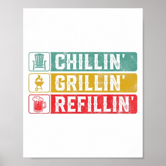 Chillen Grillen Bijvullen Bbq Pit Vlees Roker Gril Poster (Voorkant)