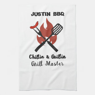 Chillen & Grillen persoonlijk cadeau voor vader .  Theedoek