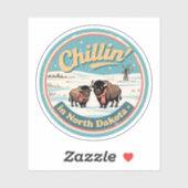 Chillen in North Dakota_ Retro Bizon & Prairie  Sticker (Vel)