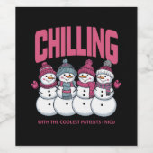 Chillen met de coolste patiënten NICU Kerstmis Wijn Etiket (Enkel label)