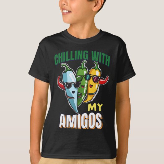 Chillen met mijn Amigos Cinco de Mayo Chilly Peppe T-shirt (Voorkant)