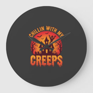 Chillen Met Mijn Creepy Vrienden Halloween T-Shirt Grote Klok