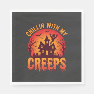 Chillen Met Mijn Creepy Vrienden Halloween T-Shirt Servet