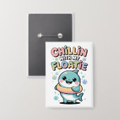 Chillen met mijn drijfding | Haaienbaby Kids Button (Voorkant / Achterkant)