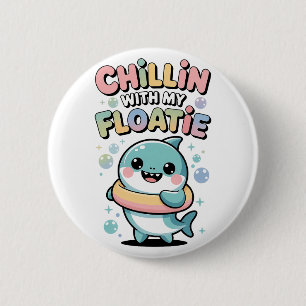 Chillen met mijn drijfding Haaienbaby Kids Ronde Button 5,7 Cm