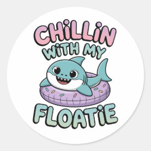 Chillen met mijn drijfding   Haaienbaby Kids Ronde Sticker