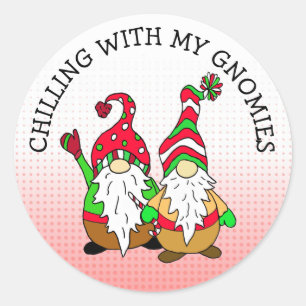 Chillen met mijn Gnomies Grappige Kerstmis Gnome Ronde Sticker