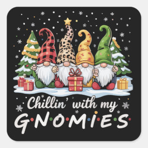 Chillen Met Mijn Kaboutervrienden Kerst Familie Vr Vierkante Sticker