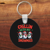 Chillen Met Mijn Sneeuwvriend Funny Kerstman Sneeu Sleutelhanger (Voorkant)