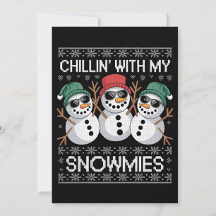 Chillen Met Mijn Sneeuwvrienden Grappige Horrorker Feestdagenkaart