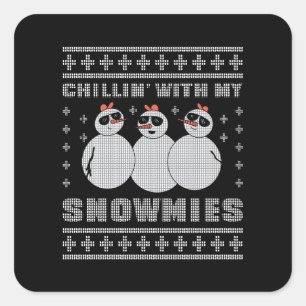Chillen Met Mijn Sneeuwvriendjes - Kerstmis Horror Vierkante Sticker