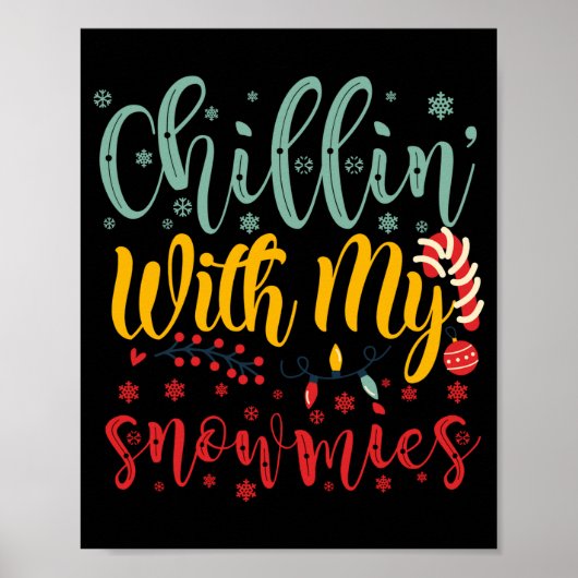 Chillen Met Mijn Sneeuwvriendjes Leuk Grappig Kers Poster (Voorkant)