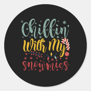 Chillen Met Mijn Sneeuwvriendjes Leuk Grappig Kers Ronde Sticker