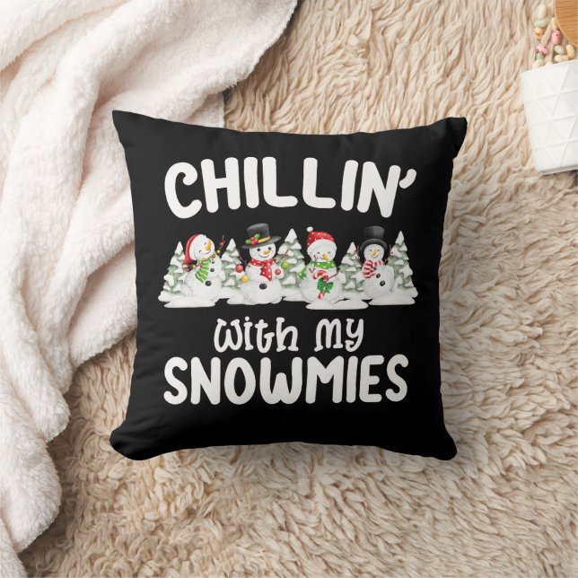 Chillen Met Mijn Sneeuwvriendjes Sneeuwman Kerstmi Kussen (Deken)