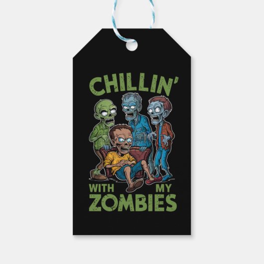Chillen Met Mijn Zombies Halloween Jongens Kindere Cadeaulabel (Achterkant)