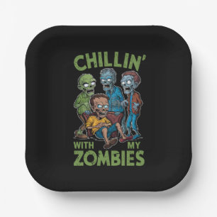 Chillen Met Mijn Zombies Halloween Jongens Kindere Papieren Bordje