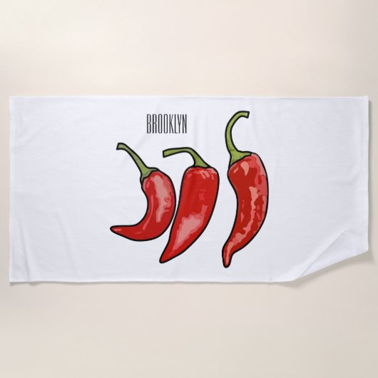 Chilli cartoon illustratie strandlaken (Voorkant)