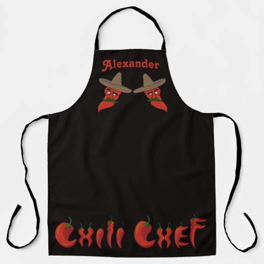 Chilli Chef Personaliseerbare Lange Schort (Voorkant)